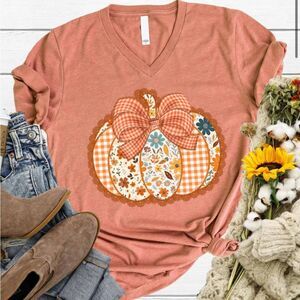 Love In Faith Pumpkin V-neck Orange Large NWT
